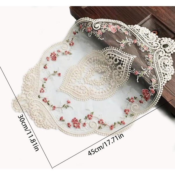 Mantel De Encaje Vintage Mantel Individual Bordado De Rosas Estilo Pastoral Europeo DecoracióN De Mesa Para Bodas Fiestas Cenas Mantel Individual De Rosas Gray-image