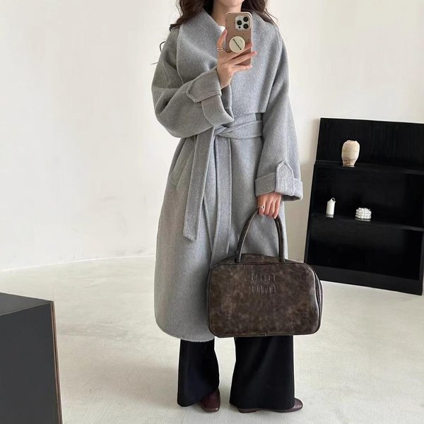 Abrigo De Cachemira De Doble Cara Estilo Hepburn Super Bonito Abrigo De Lana Gris Para Mujer OtoñO E Invierno Estilo Nuevo De Alta Gama M Gray-image