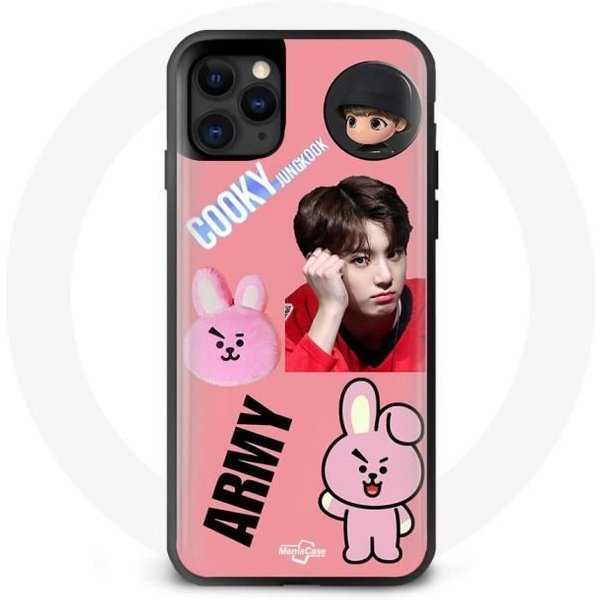 Funda - Maniacase - Iphone 13 Pro - Silicona - Flexible - BTS Bangtan Chico BT21 Cooky Jungkook Army Negro-image