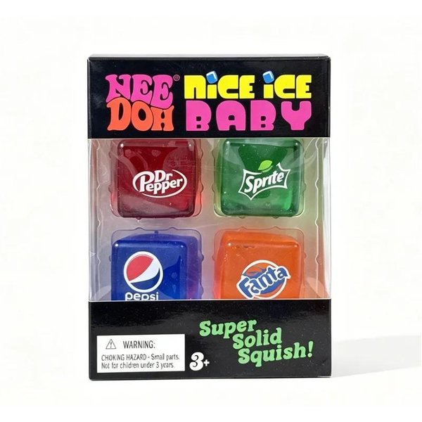 Schylling Needoh Nice Ice Baby Zestaw 4 Szt. Teenie Cube Zabawka Fidget Sensoryczna OdprężAjąCa Kostka Cola Sprite Kostka Do ŚCiskania Maltodeza Nietoksyczny Prezent-image