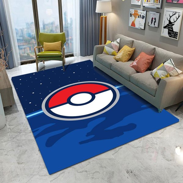 Karta Pokemon Pokeball Dywanik KreskóWka Salon Sypialnia Kuchnia Sofa Balkon Dywanik AntypośLizgowy Zmywalny Mata Dekoracyjna Do Domu 120*160Cm Gray-image