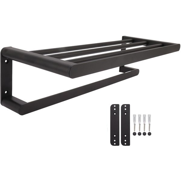Estantes De BañO Toallero De BañO Espacio Aluminio Estante Para Toallas Montaje En Pared Taladro Negro 40Cm Negro-image