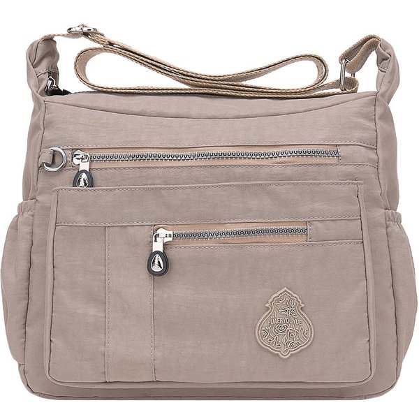 Bolso Bandolera De Nailon Para Mujer, Bolso Bandolera Elegante Impermeable Para Compras Diarias Beige-image