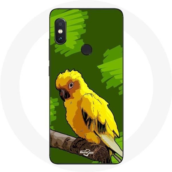 Funda Para Xiaomi Redmi Note 5 Pro PáJaros De Periquitos Amarillo Fondo Verde-image