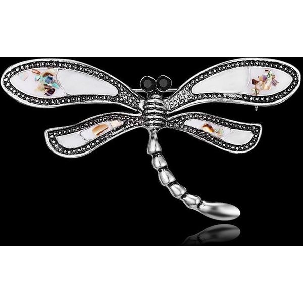 Broche De LibéLula Con Concha De Piedras De Strass De Temperamento Exquisito De Gama Alta Broche Corsage Para Ropa Gray-image