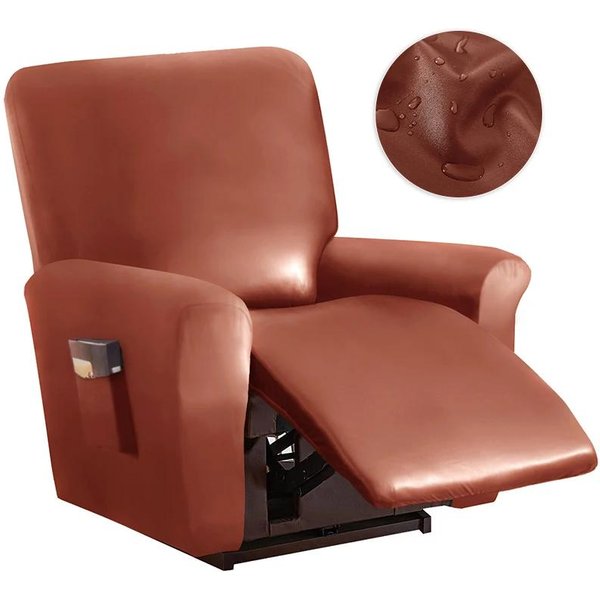Funda De Cuero PU Para SillóN Reclinable 1/2 Asiento Impermeable Funda EláStica Para SillóN Reclinable Relax Sofá Individual Fundas Para DecoracióN De Sala De Estar-image