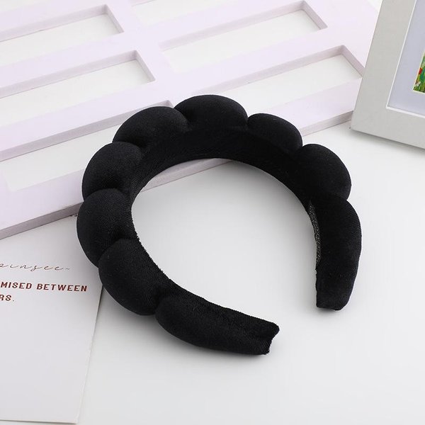 Diadema Retro Acolchada Diademas De Esponja Para Mujer Diadema De Maquillaje Para NiñAs Acolchada De Tela De Terciopelo Accesorios De Diadema De Moda De Belleza Negro-image