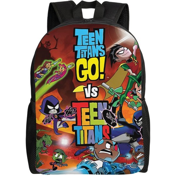 Mochila De Dibujos Animados Teen Titans Go Para Hombres Mujeres Genial Mochila Diaria Para Escuela Secundaria Senderismo Viajes Bolso Cruzado Para PortáTil Con Bolsillo-image