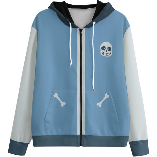 Bluza Z Kapturem Na Zamek Undertale Sans Kawaii W Tym Samym Stylu, Inspirowana Grą Cos, Pastelowa, Anime, Streetwear Na Jesień/Zimę, Codzienne Topy Z DłUgim RęKawem M-image