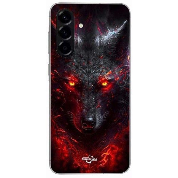 Funda - Maniacase - Samsung Galaxy A26 - Silicona - Flexible - Lobo Negro Fuego Rojo-image