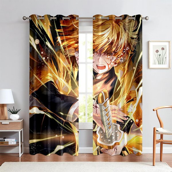 ZasłOny Z Postaciami Z KreskóWek Anime Do Pokoju DziecięCego, Sypialni, Gabinetu, Dekoracja Okienna, Tanie, 2 Panele, 3D W50X130H(Cm)X2Pcs&Rod Pocket Black-image