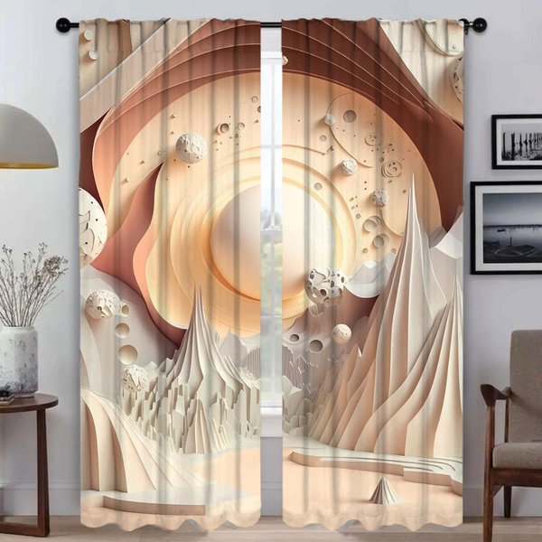 Cortinas Blackout Para Arte De Paisaje De CáMara Persianas Elegantes Para HabitacióN 2 Piezas Cortina De Ventana Tul Para ParticióN De Dormitorio Hogar W50Xh70Cmx2Pcs-Cl-image