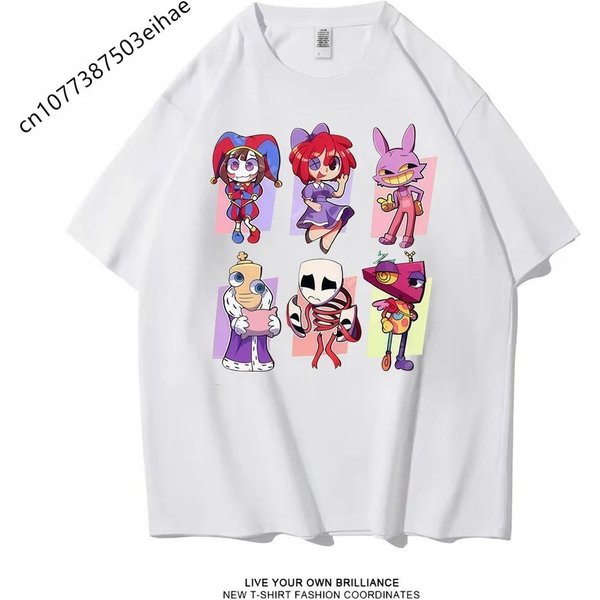 Camiseta GráFica Pomni Jax De The Amazing Digital Circus Para Adultos Y NiñOs Universal PoliéSter Y2K Streetwear Manga Corta Tops Diarios 130-image