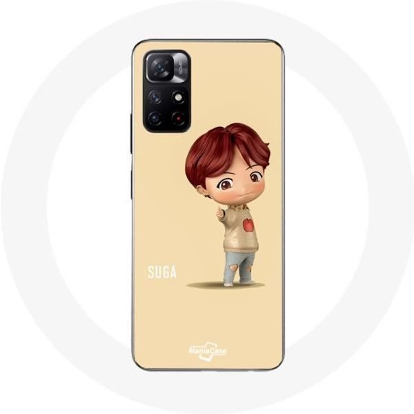 Funda - Maniacase - Xiaomi Redmi Note 11S 5G - BTS Tinytan AnimacióN Suga - Flexible - Blanco-image