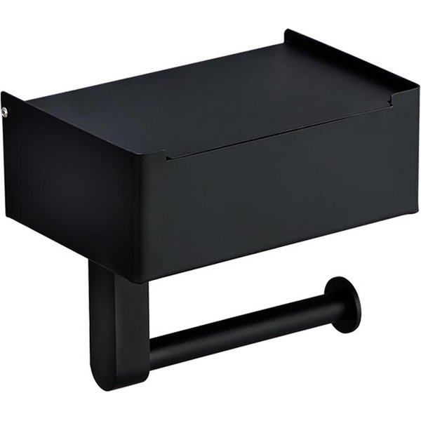 Portarrollos De Papel HigiéNico De Acero Inoxidable Negro Con Dispensador De Toallitas, Estante Para TeléFono MóVil Para BañO Con Negro-image