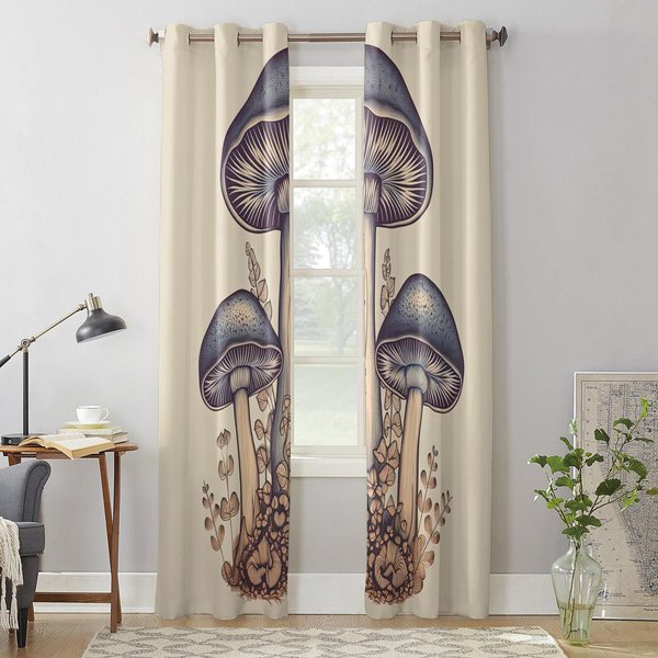 Cortinas Modernas De Ventana Con Hojas Y Setas Para Sala De Estar Dormitorio Cortina Tratamiento De Cocina Persianas Cortinas 135W X 60H(Cm) X1 Gray-image