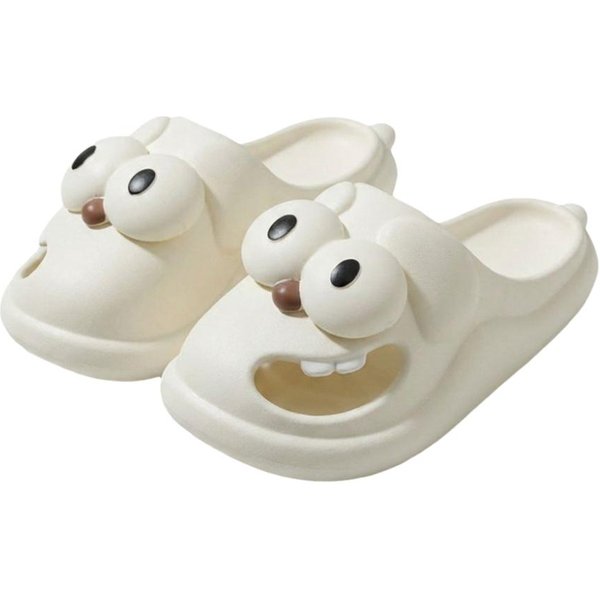 Zapatillas Perro Ojos Grandes De PVC DiseñO Divertido Zapatillas Dibujos Animados Zapatillas Beso Lengua Zapatillas De Casa 36-37 White-image