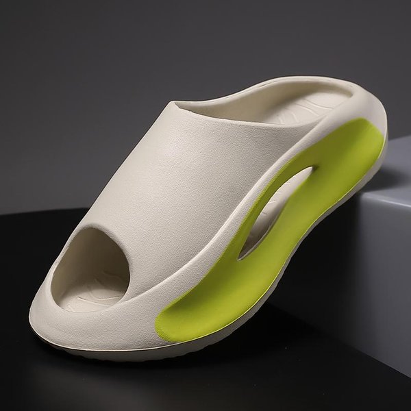 Zapatillas De Verano De Suela Gruesa Para Hombre Mujer EVA Suela Blanda Interior Casa Diapositivas Sandalias Zapatos Ligeros Para Playa Zapatillas Masculinas Chanclas 40-41 White-image