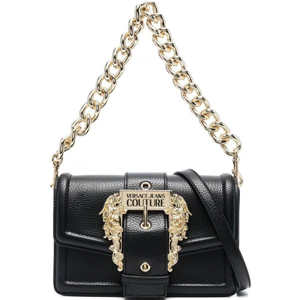 Bolso De Mano Al Hombro Cruzado Versace Jeans Couture Hebilla Barroca Dorada Decorada PU Para Mujer Negro 74VA4BFCZS413899 Basic Set (Bag+Dust Bag) Gray-image