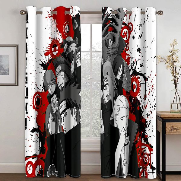 Anime Dibujo Animado Manga PelíCula Infantil Estilo JaponéS 3D EnvíO Gratis 2 Piezas NiñOs NiñO Cortina De Ventana Sala De Estar Dormitorio DecoracióN 100W130H(Cm)40X51In&Hook White-image