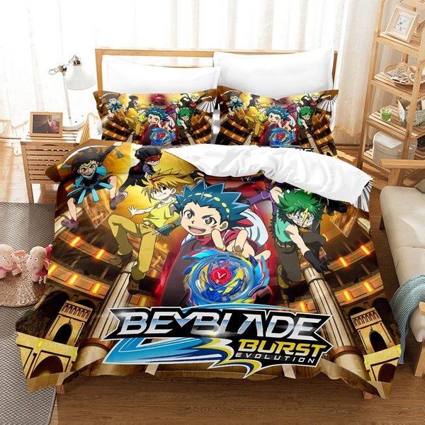 ImpresióN 3D Anime Beyblade ColeccióN De Ropa De Cama Funda NóRdica Colcha ColeccióN De Cama Funda De Colcha Funda De Almohada TamañO King Queen Twin NiñOs NiñAs Adultos US Full 200X230Cm-image