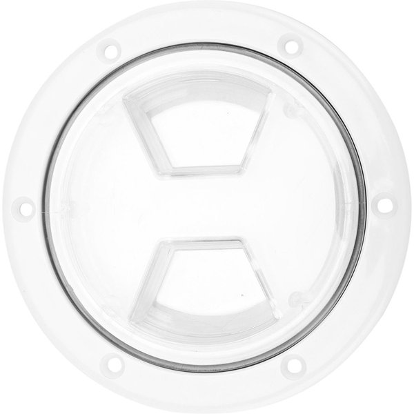 Escotilla De Acceso A Cubierta De Barco Cubierta Transparente Placa Redonda Blanca De ABS Para Autocaravana, Yates Marinos(4En10.16Cm ) White-image