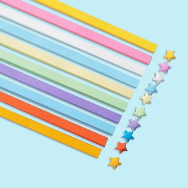Uroczy Kolorowy Papier Origami Gwiazdki KreskóWkowy Artystyczny RęKodziełO SzczęśLiwa Gwiazdka Origami Jednostronny Najlepsze ŻYczenia Scrapbooking Prezent Dla Dzieci-image