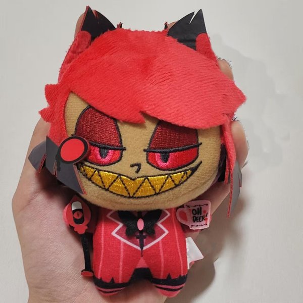 Peluche Relleno 10Cm Hazbin Alastor Peluche Anime Hotel Alastor Peluche Figura De Dibujos Animados Modelo Juguetes Colgantes Decorativos Llavero MuñEca 10CM-image