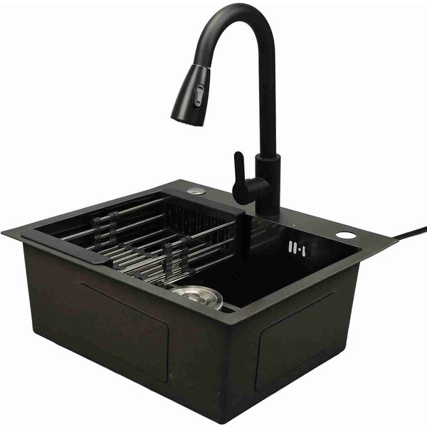 Fregadero De Cocina Sobre Encimera Fregadero De Cocina De Acero Inoxidable EstacióN De Trabajo De Cocina Bajo Encimera Con Grifo Para Lavabo Lavavajillas-image