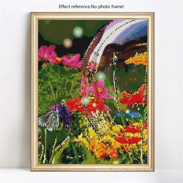 Pintura De Diamantes 5D Pantalla Completa Flor EscéNico Redondo Completo Punto De Cruz Mosaico Bordado De Diamantes 20X30CM-image