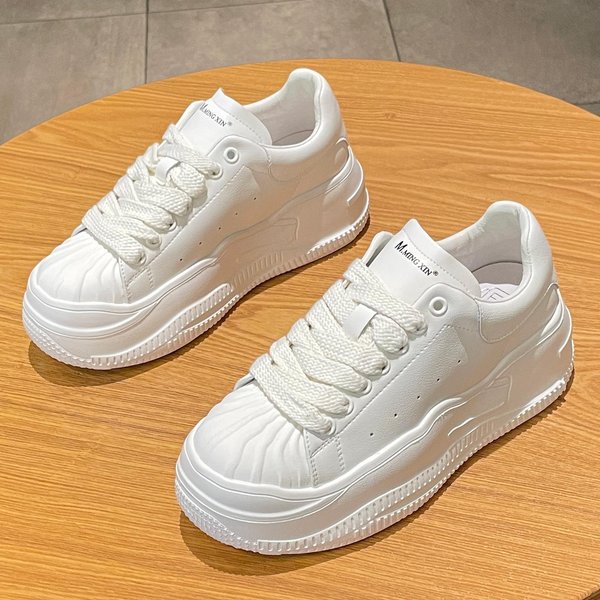 Zapatos Blancos PequeñOs De Suela Gruesa De Bizcocho Para Mujer Primavera Nuevos VersáTiles Ligeros Casuales Zapatos Deportivos 40 Blanco-image