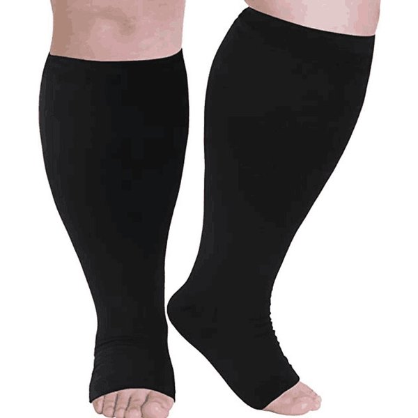 20-30 Mmhg Plus Size PodkolanóWki Bez PalcóW PońCzochy Uciskowe Szerokie Skarpety Uciskowe Na łYdki Dla Kobiet MężCzyzn Xxxxxl-image
