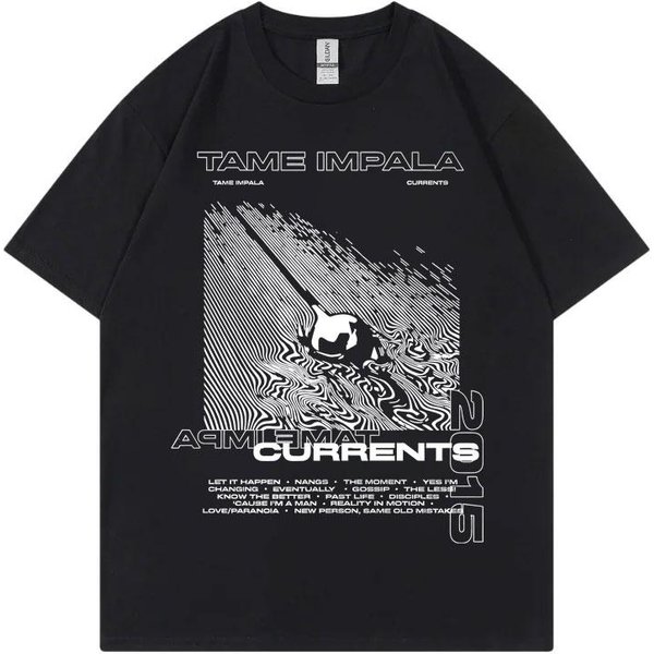 Tame Impala Currents Koszulki Graficzne MęSkie Damskie Hip Hop Rock KróTki RęKaw T-Shirt Moda Casual 100% BawełNa Koszulki Streetwear... 2XL Multikolor-image