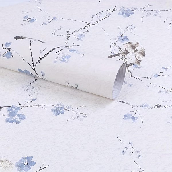 1 Rollo De Papel Tapiz Con Relieve De Flor De Ciruelo De Urraca Antigua De 17,7 X 393,7 Pulgadas: Despegar Y Pegar, Adecuado Para Refrigeradores Y DecoracióN De Cocinas 45*1000Cm/17.7*393.7In-image