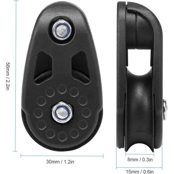 Kit De Carro De Anclaje Con Riel Deslizante Para Kayak, Bloques De Polea Para Barco, Canoa, Kayak, 2 Uds. Negro-image