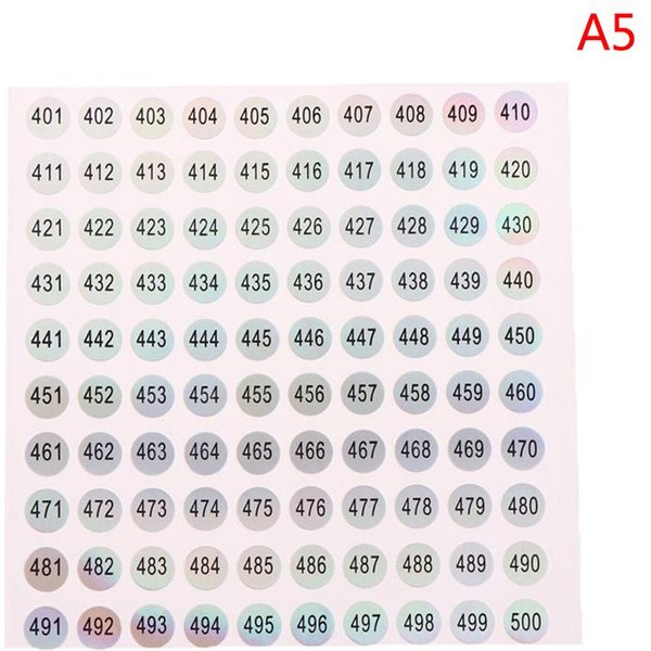 1-1000 OkrąGłE Wodoodporne Naklejki Z Numerami Na Paznokcie Cyfrowe Etykiety Samoprzylepne Numery CLE 401-500 White-image