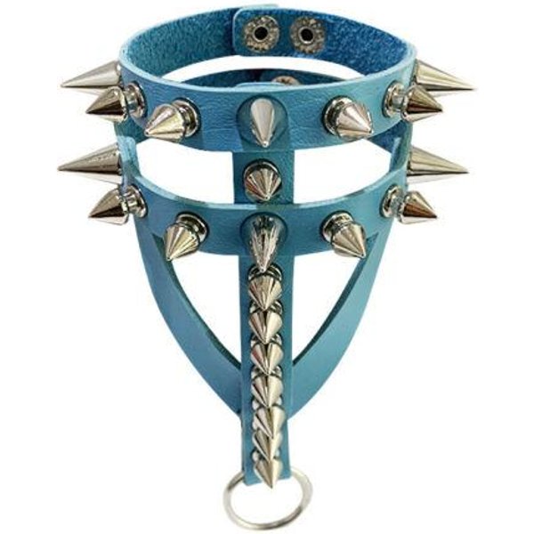 Pulsera Ajustable De Cuero PU Con PúAs - Pulsera GóTica Punk Con Tachuelas Azul Cielo-image