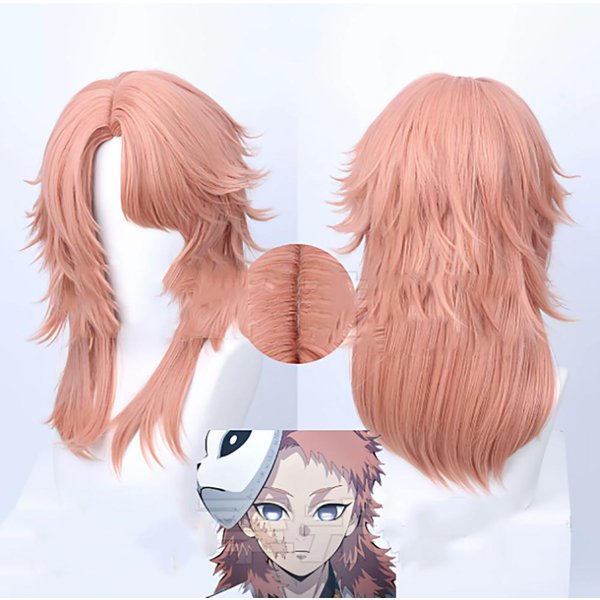 Hairjoy Pelucas De Pelo SintéTico Sabito Cosplay Peluca Corta Rizada Rosa Peluca De Cosplay Red De Rosa 16Inches Color Rosa-image