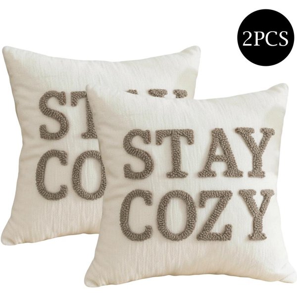 Compra Ahora 1 Ud./Juego 2 Uds./Juego Chenilla Bucle Felpa Letra Bordada Funda De Almohada Bohemio Sala De Estar Sofá Funda De CojíN Hogar Cama DecoracióN 45X45Cm-image