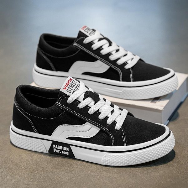 MęSkie Wiosenne Nowe OddychająCe Joker Buty Skateboardowe MęSkie MięKkie Sportowe Casualowe Buty Modne PłóCienne Buty MęSkie. 46 White-image