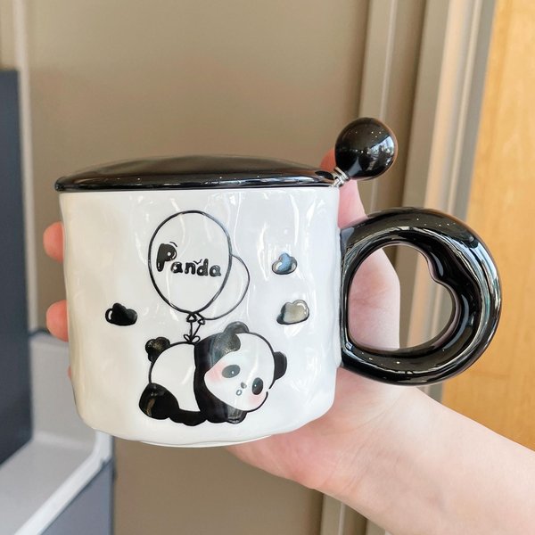 Souvenir NiñAs Taza De CeráMica Panda Lindo Taza De Agua Para Pareja Taza Creativa PráCtica Taza De Café Para Hombre Regalo 301-400Ml-image