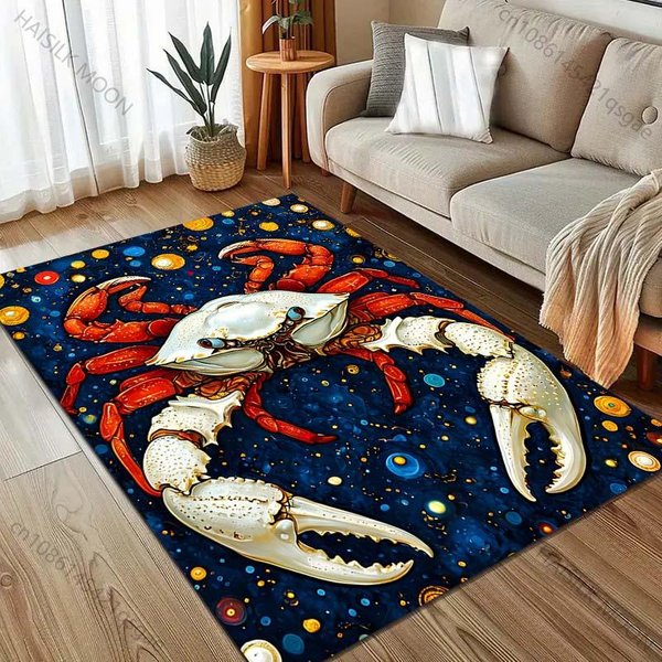 Fantazyjny Dywan Z Nadrukiem Kraba W GwieźDzistym Niebie MięKka Mata PodłOgowa Do Sypialni, Salonu Nowoczesna Dekoracja Domu Dywanik Obszarowy Na Prezenty 70X100Cm (28X39In) White-image