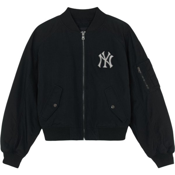 MLB New York Yankees Logo Chaqueta Corta De AlgodóN Para Vuelo Chaquetas Para Mujer Negro 3FJPB0254-50BKS XS Black-image