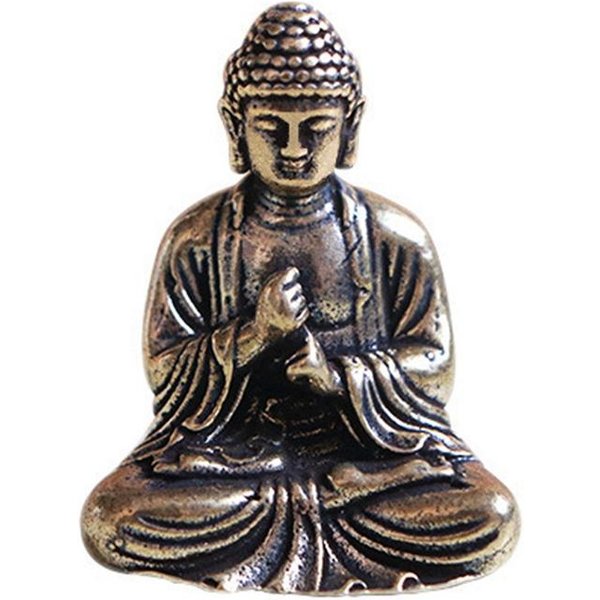 Mini Statuetka Buddy BrąZowa Statuetka Buddy ChińSki Buddyzm Czysta Miedź BrąZowa Statuetka Buddy Siakjamuniego Gray-image