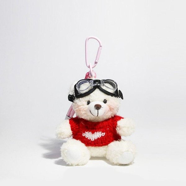 Oso Piloto Peluche Bolsa Colgante Peluche Lindo Dibujos Animados Adornos De Bolsa Encanto De Bolsa Gray-image