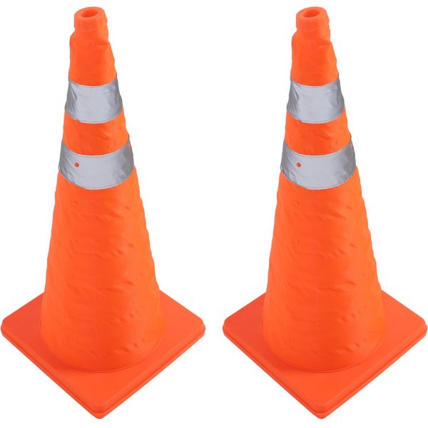 Conos De TráFico Plegables De 70 Cm Con Collar Reflectante, Color Naranja, Para Seguridad Vial En Estacionamientos.-image