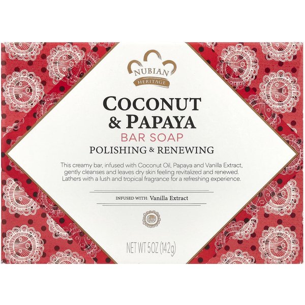 Nubian Heritage, Coconut & Papaya Soap Bar, 5 Oz (142 G) Brown-image