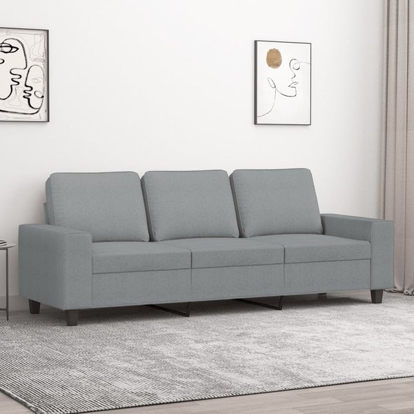 Vidaxl Sofá De 3 Plazas, Gris Claro, 180 Cm, Tapizado En Tela-image