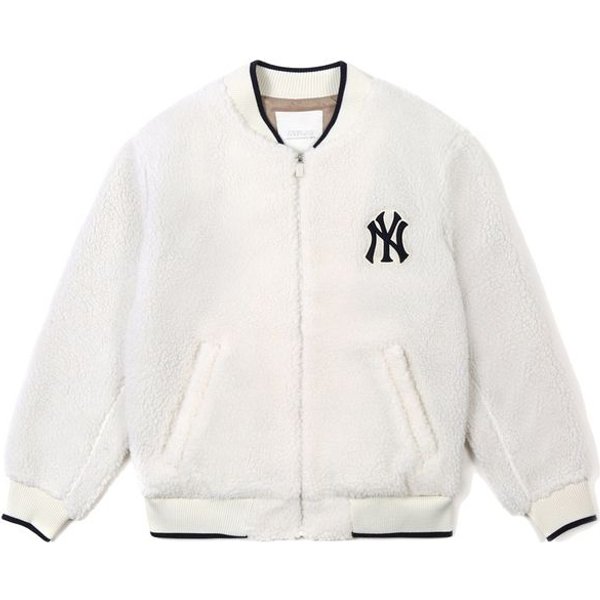 MLB New York Yankees Kurtka Z WełNy JagnięCej Kurtka Unisex Kość SłOniowa 31JPF1061-50I M-image