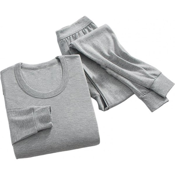 Ropa De Estar Por Casa De Cuello Redondo Para Hombre, Conjunto De Pijama De Manga Larga Con Cuello En O Y Pantalones De Cintura EláStica, 2 Piezas, Color SóLido, Para Estar CóModo XXL Gray-image